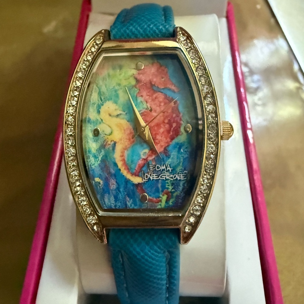 Leoma Lovegrove Turquoise Seahorse Accent Watch NEW IN BOX